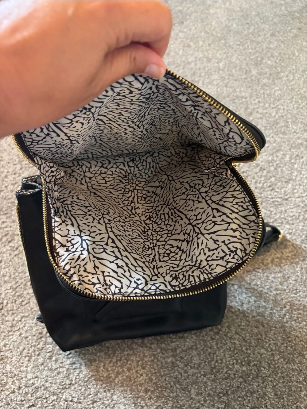 INC Black Faux Leather Backpack Purse